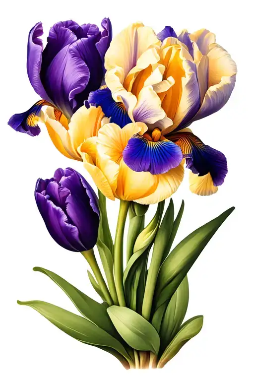 Tulips And Iris Flower