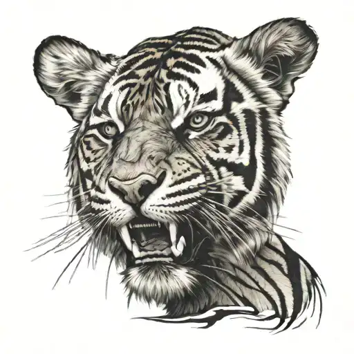 Tiger With Scratches On Its Face