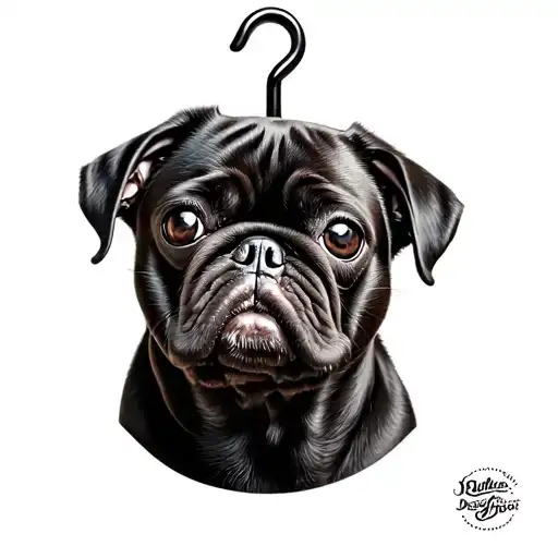 Black Pug With Hanger Around Head