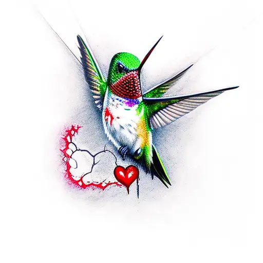 Zombie Hummingbird Licking Blood Out Of A Heart