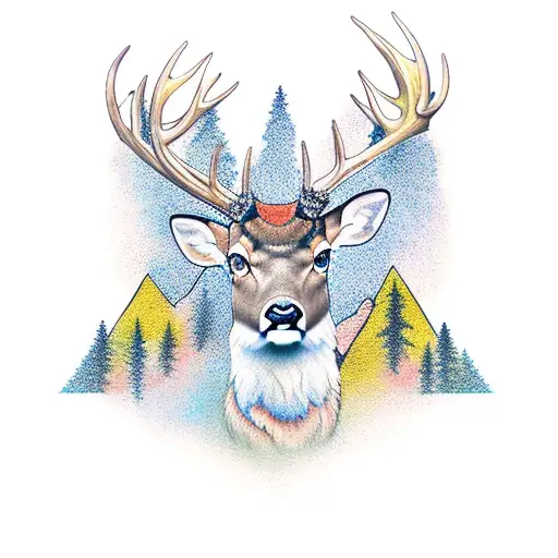 Rocky Mountains With Deer