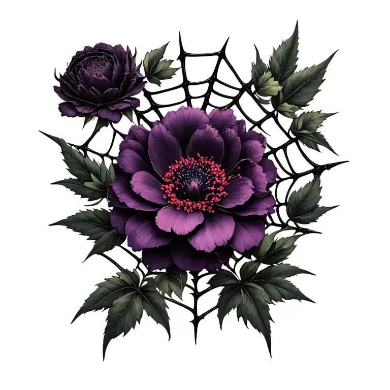 Dark Flowers With Thorns Ans Spiderwebs