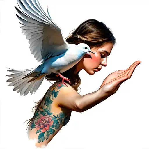 Woman With Dove In The Hand