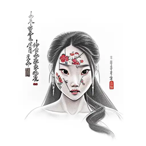 Mulan Warrior With Cherry Blosssoms