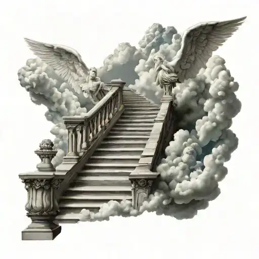 Staircase To Heaven With Clouds And Angels Flying