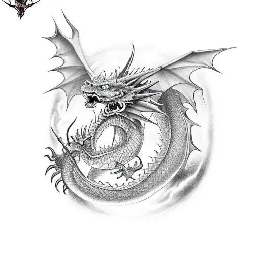 Dragon Fighting The Devil