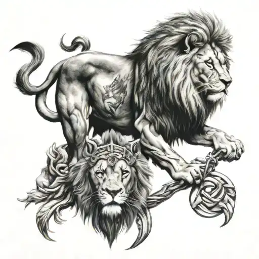 Lion And Vikings Symbol