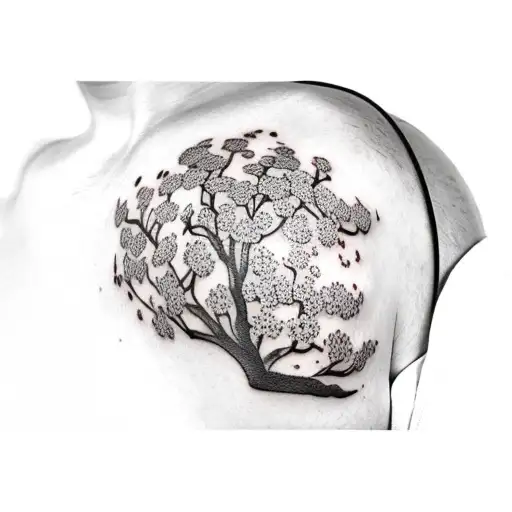 Cherry Blossom Tree On Shoulder