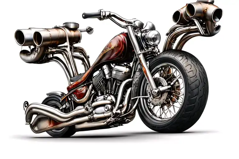V Twin Engine With Exhaust Pipes Forming