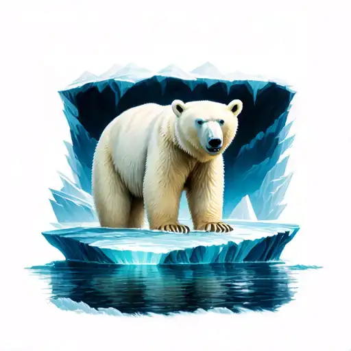 Polar Bear Floating On An Iceberg