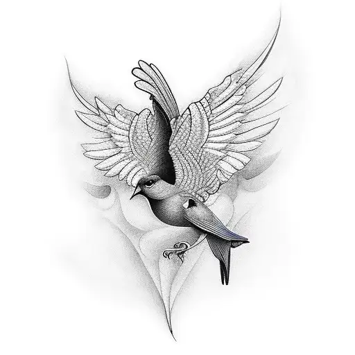 Bird With Spread Big Wings