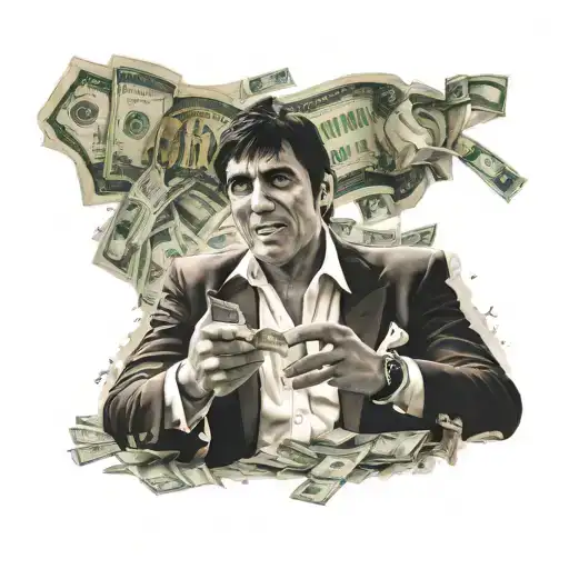 Tony Montana Throwing Money On The Ground Looking