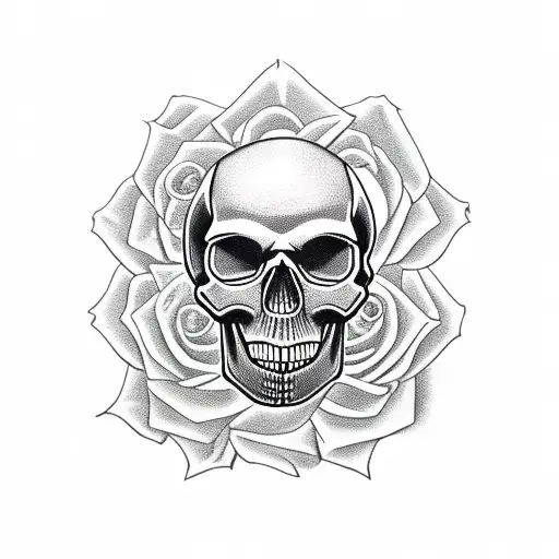 Skull With Roses And Money