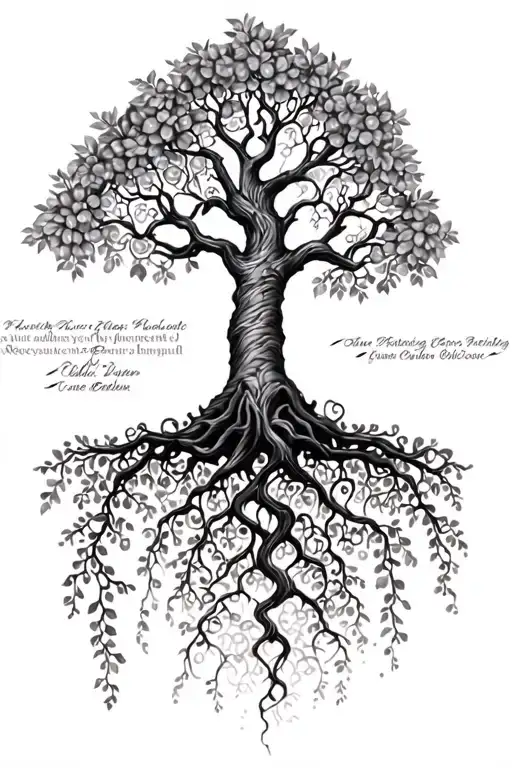 Tree Of Life With Childrens Names Incorporated Into Vines