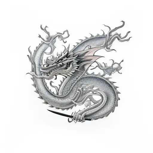 Katana Dragon Floral