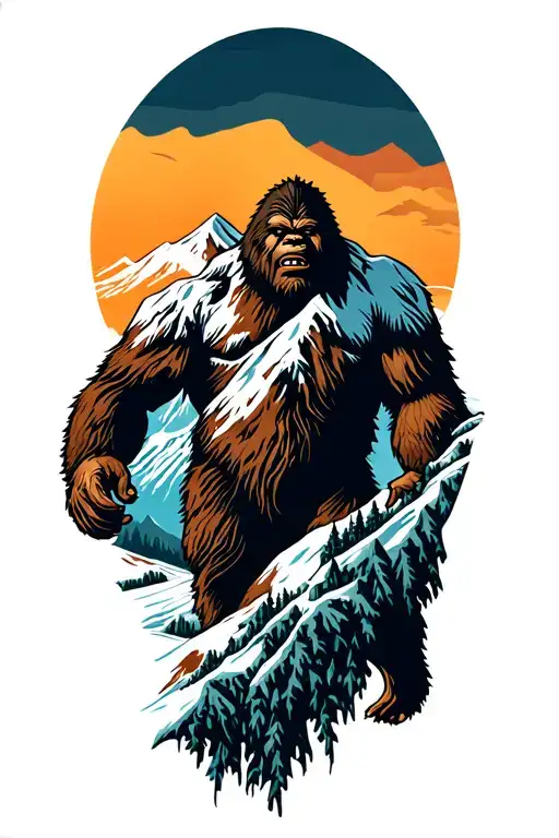 Mountain Range With A Hidden Silhouette Of Bigfoot