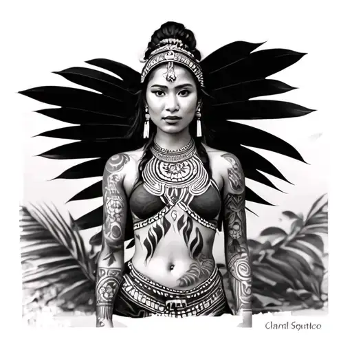 Filipino Tribal Patterns With Woman Standing