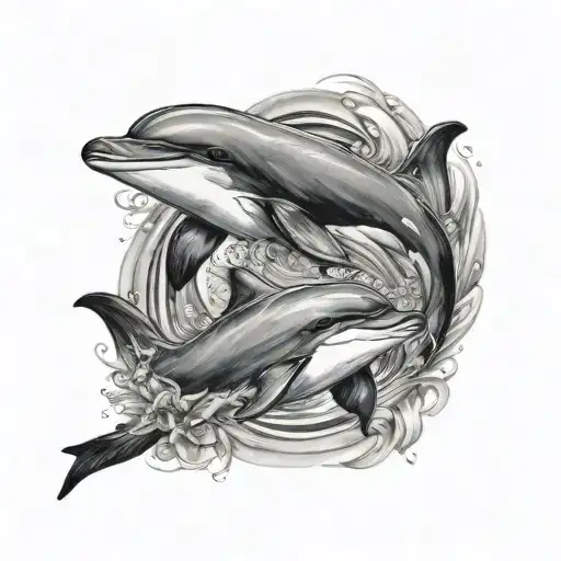 Mother And Baby Dolphin Swimking Pretty Feminine