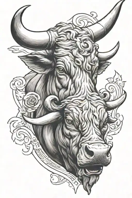 Angry Bull Head And Regilion Cross