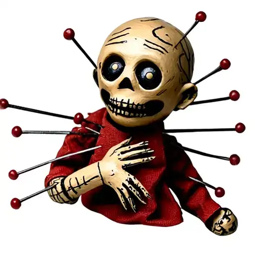 Scary Voodoo Doll Man With Pins Stuck