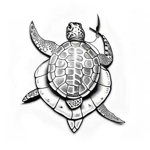 Fish Hook With Turtle And A Seashell