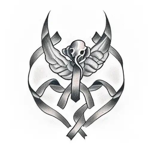 A Uterine Cancer Ribbon With The Word 'Brave'