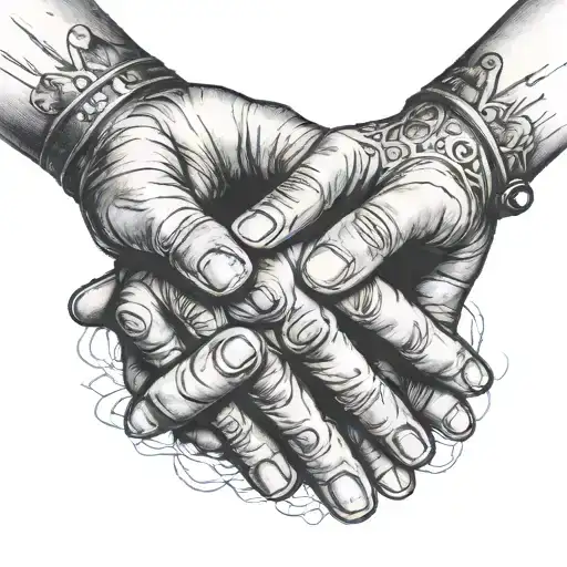 Father Mother Son Hands Holding Each Other