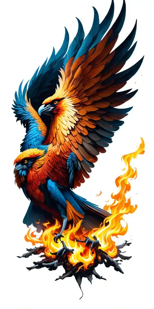 A Realistic Phoenix Rising From The Ashes Symbolizing Overcoming