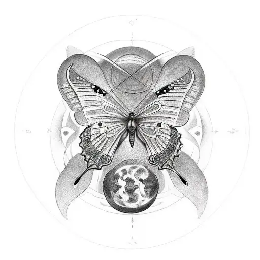 A Butterfly With Occult Moon Phases Underneath