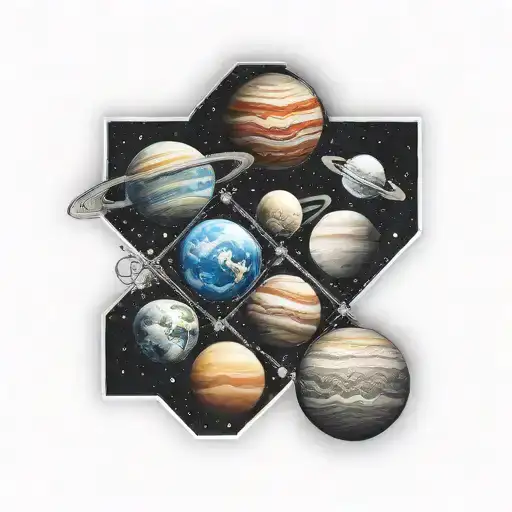 Various Planets In A Straight Line