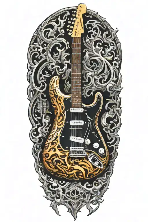 Stratocaster Guitar Fire Flames