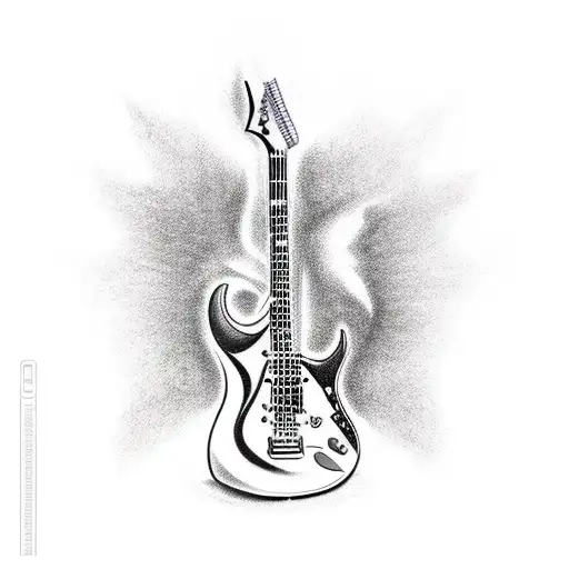 Electric Guitar Head On Right Hand From Finger Area To Half Of The Hand