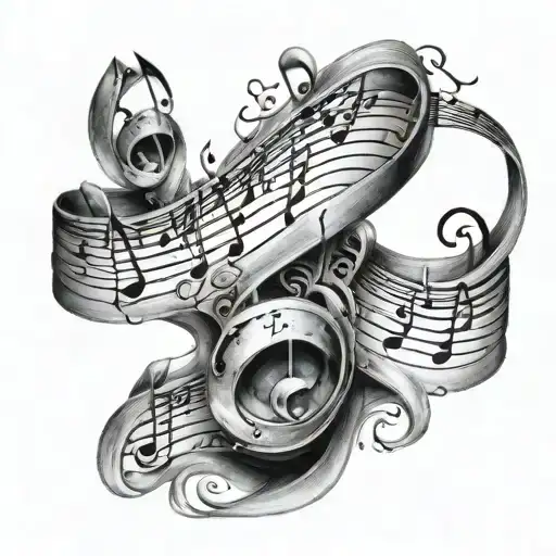 A Flowing Ribbon Of Music Notes Floating