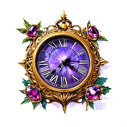 Clock With January Birth Stone Surrounded