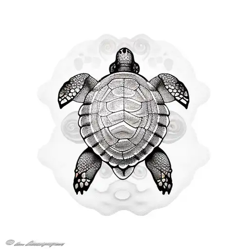 Turtle With Seashell And Fishing