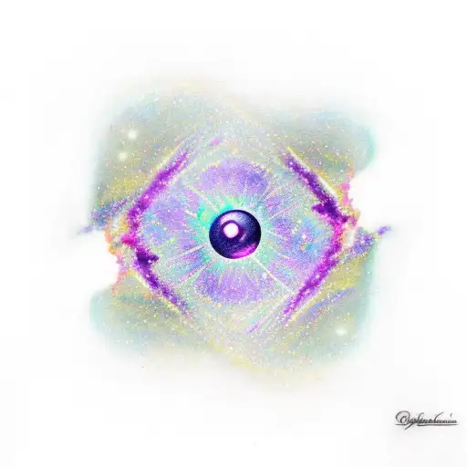 Broken Victorian Mirror With A Purple Galaxy Coming Out Of The Cracks