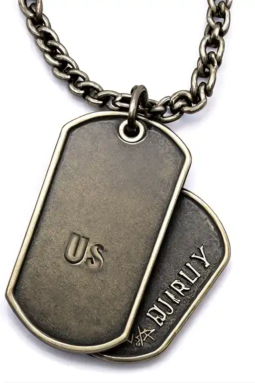 Us Army Dog Tags Attached To Chain Necklace