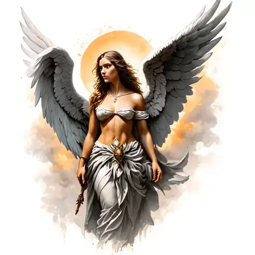 Create Original Angel Warrior Tattoo Idea