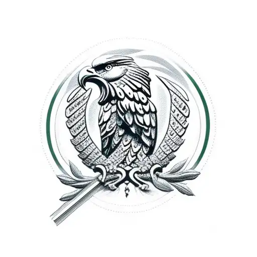 Forest With Polish Eagle In Front And Holding Christian Cross