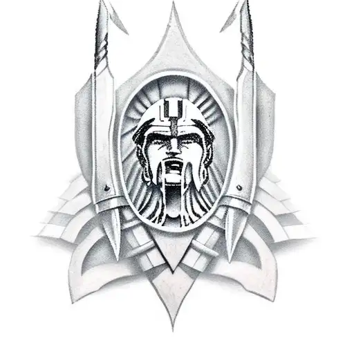 Spartan Warrior Holding Sheild