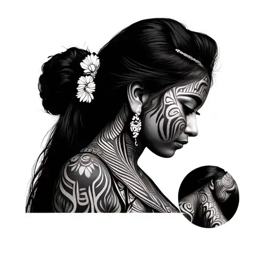 Filipino Tribal Patterns With Woman Standing