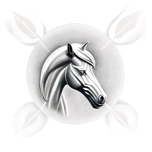 Friesian Horse Chess Piece With Sun Design Around It