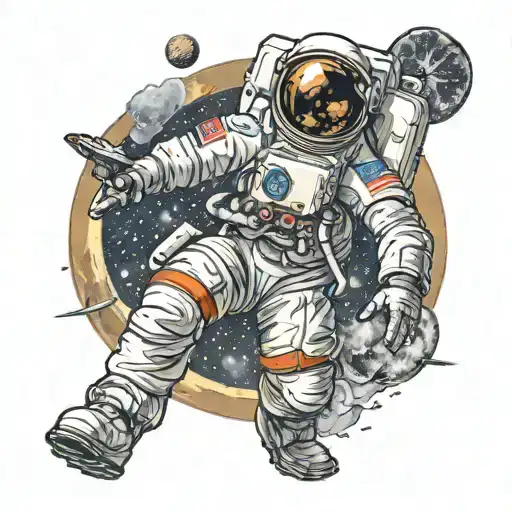 Astronaut And Solar Space System