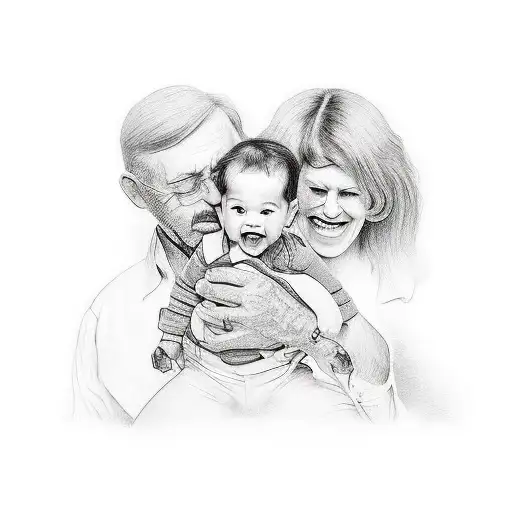 Rose With Parents Waking With A Kid On The Dads Shoulders