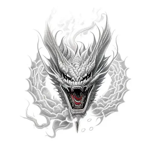 Half Dragon Face Breathing Fire