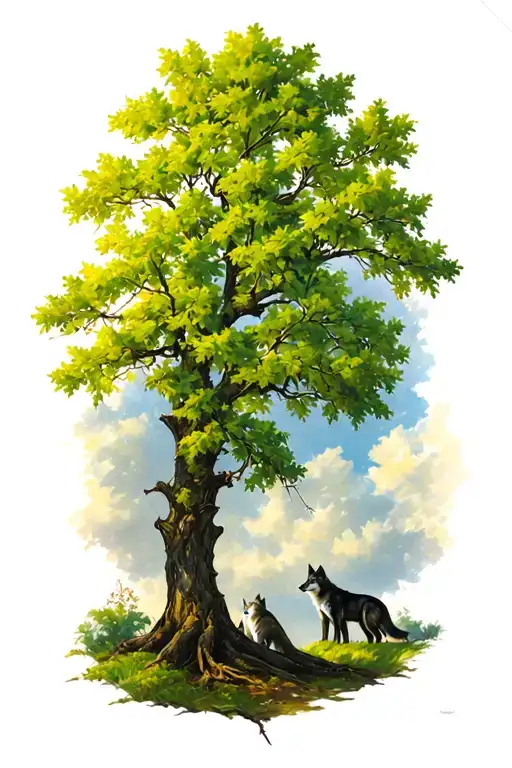 4 Wolfs Play Leaf Oak Tree