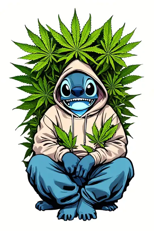 Weed Et Stitch Hoodie Sitting