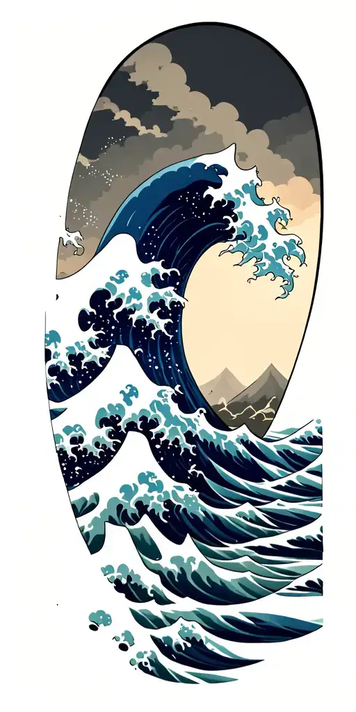 Merge The Great Wave Off Kanagawa In A Minimalist Style With My Existing