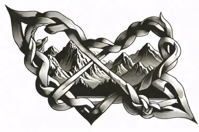 Celtic Knot And Mountains
