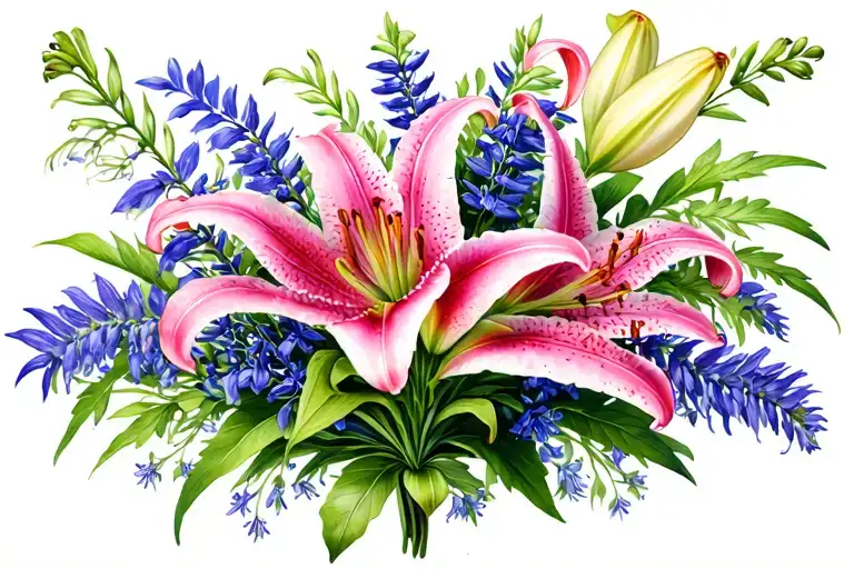 Lily And Hyssop Bouquet